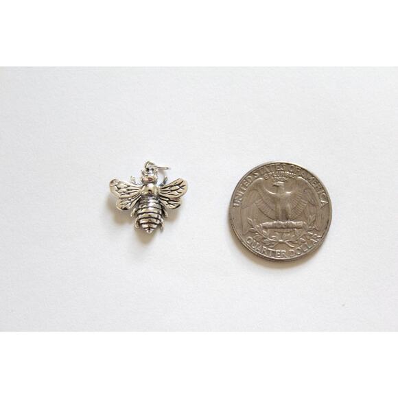 Sterling Silver Bumble Bee Pendant, Honeybee Pendant, Bee Pendant - Picture 3 of 3